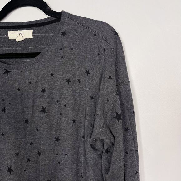 Thread & Supply Womens Small S Heather Gray Charcoal Star Print Sweatshirt Crew - Picture 3 of 8